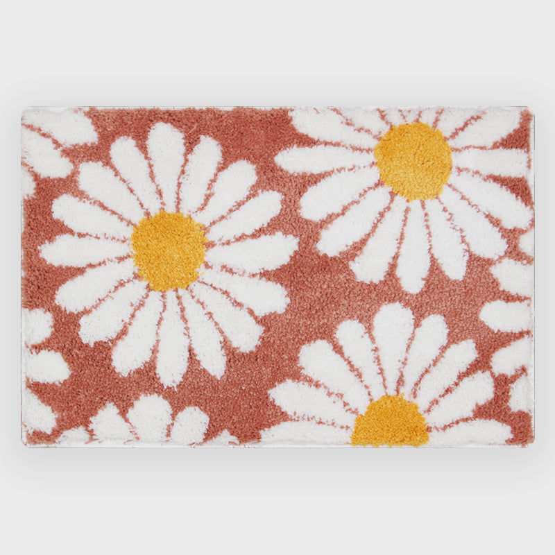 Purple Flower Bath Mat with Non-Slip Backing