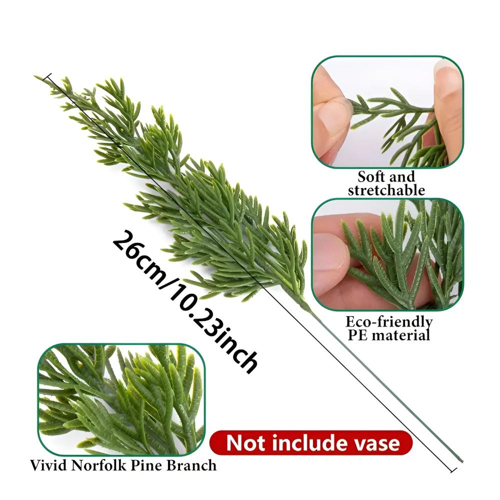 Lifelike Artificial Pine Branches with Red Berries