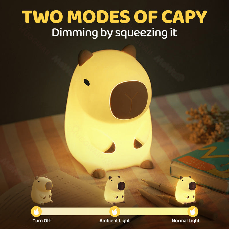 Capybara Squishy Night Light with Touch Activation and Timer