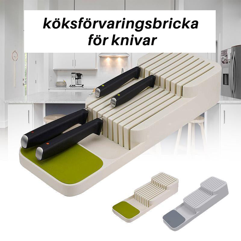 Knife Storage Tray for Kitchen Drawers - Double Layer Organizer for 9 Knives