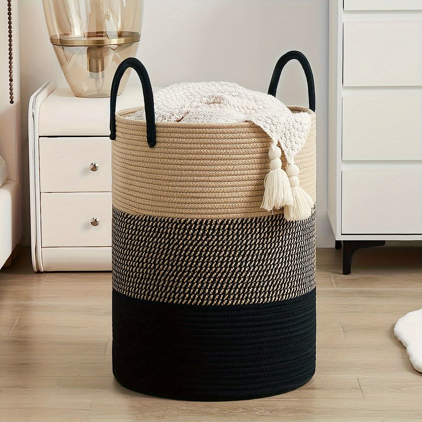 Extra-Large Cotton Rope Laundry Hamper Basket with Handles