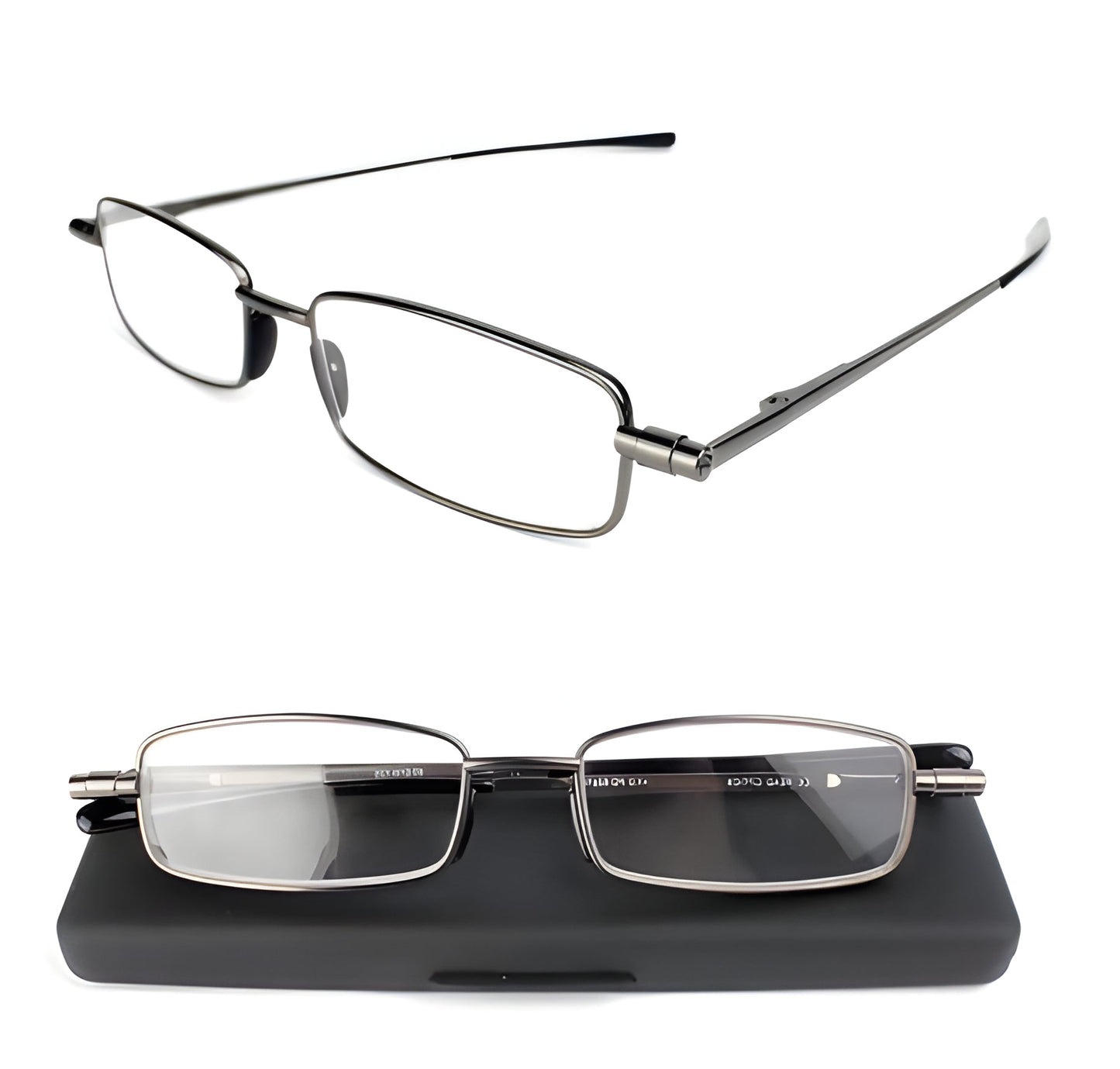 Compact Folding Reading Glasses for Men and Women - Gray Stainless Steel