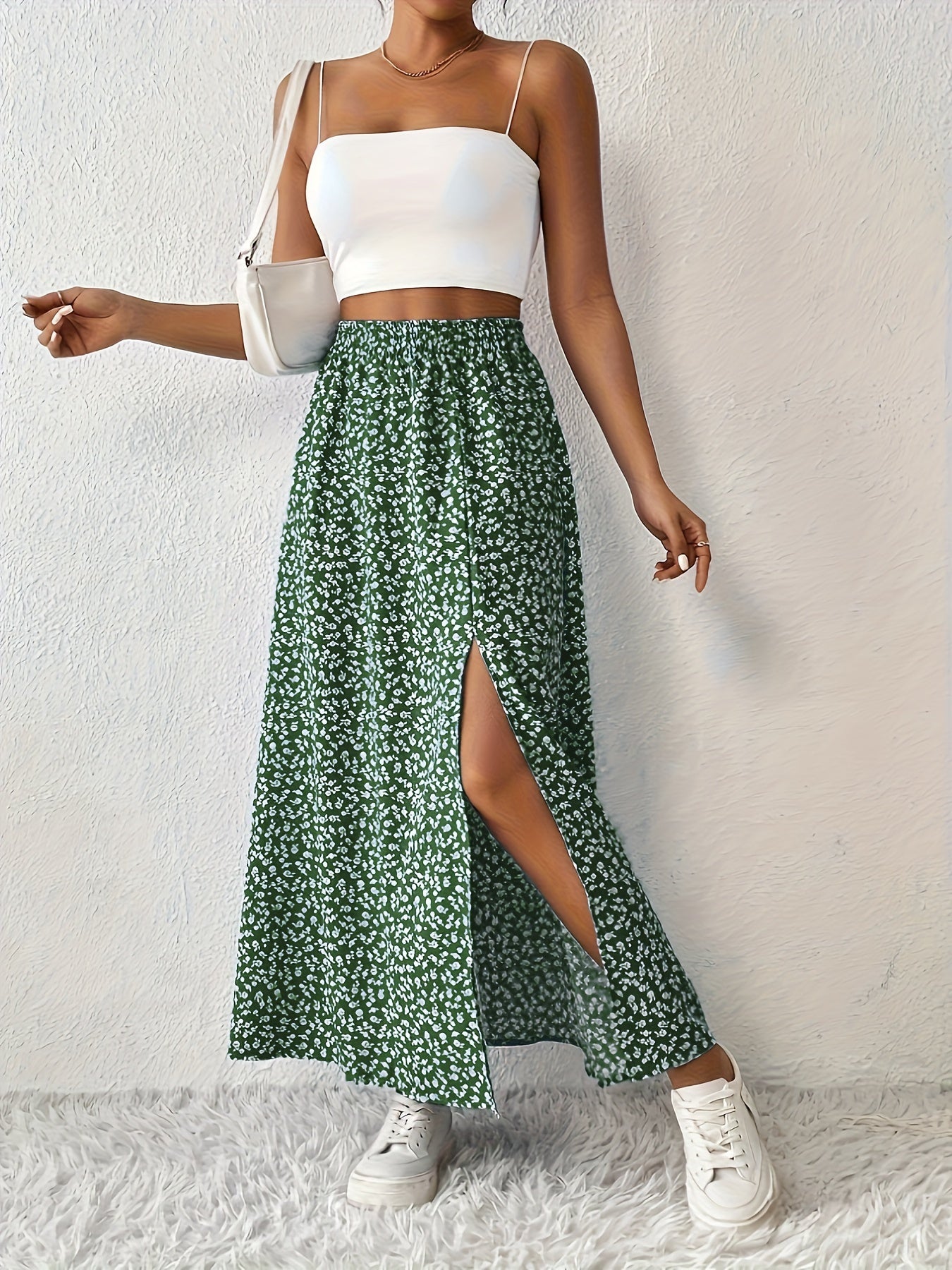 Floral Maxi Skirt with Breezy Slit for Women