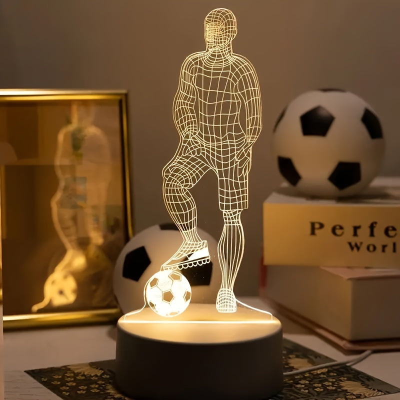 3D Soccer Player Lamp - Contemporary Acrylic Night Light
