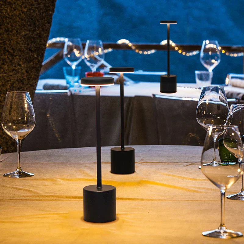 Modern Black LED Table Lamp with Warm Illumination