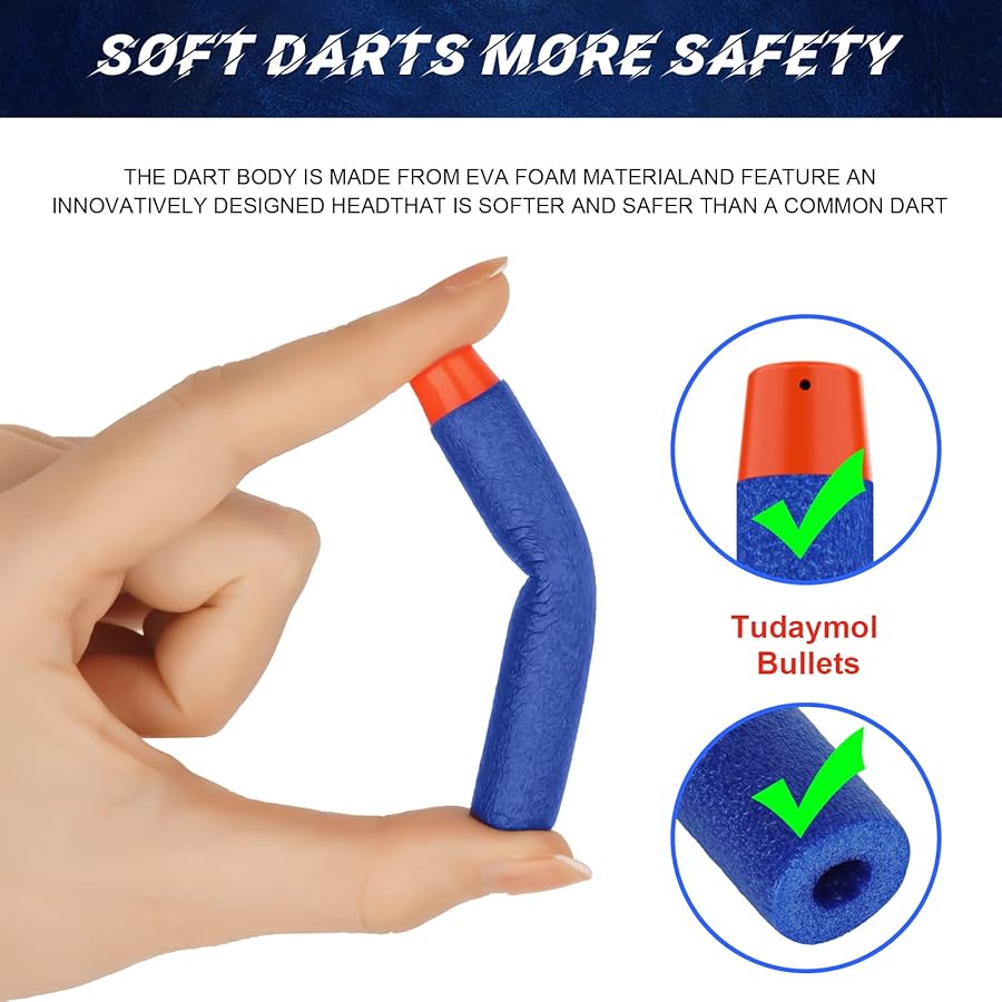 200 Soft Foam Darts for Nerf Blasters with Wrist Straps and Storage Bag