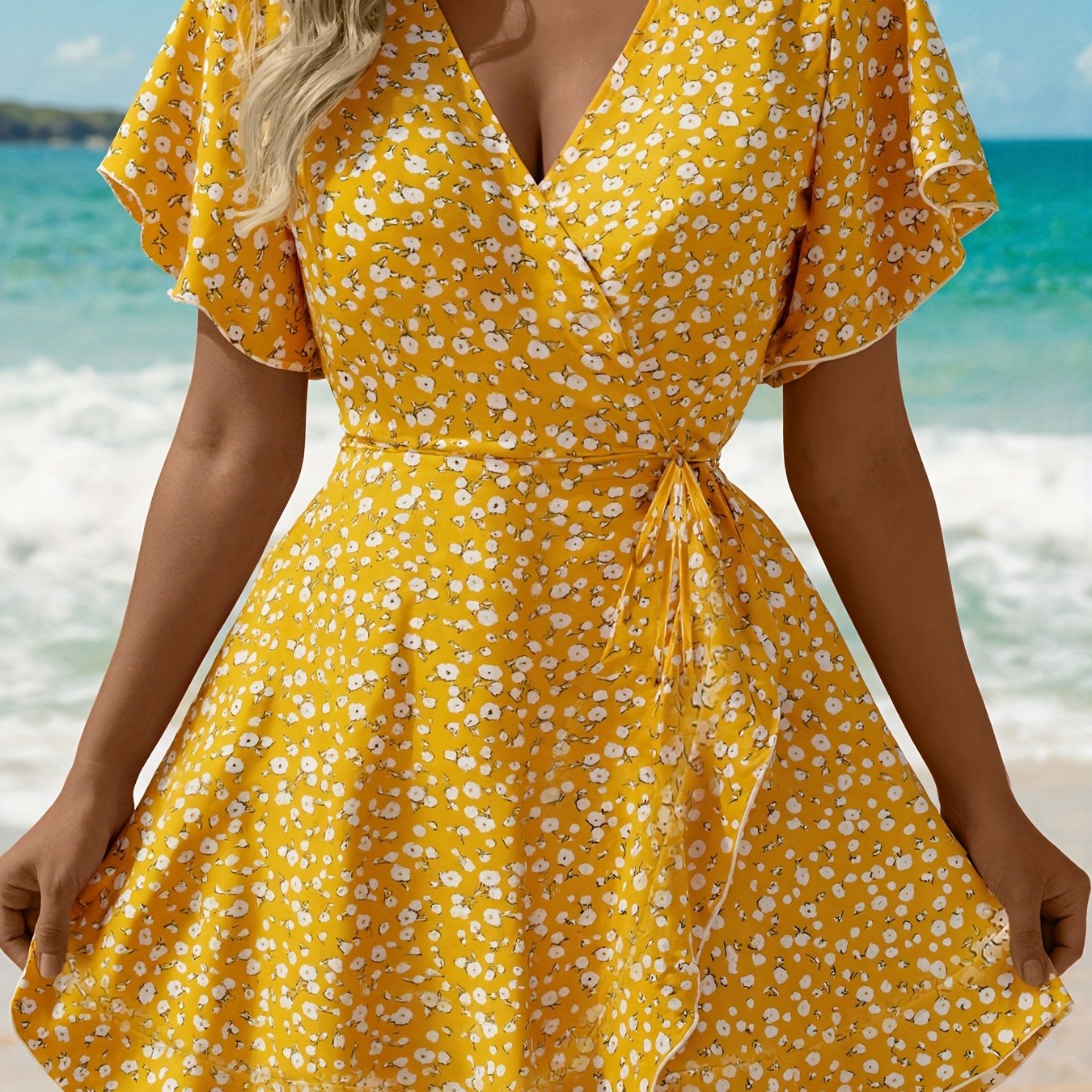 Floral Wrap Summer Dress for Women