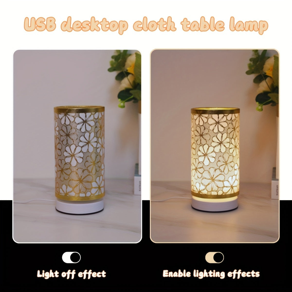 USB Adjustable Modern Cylinder Table Lamp with Warm LED Light
