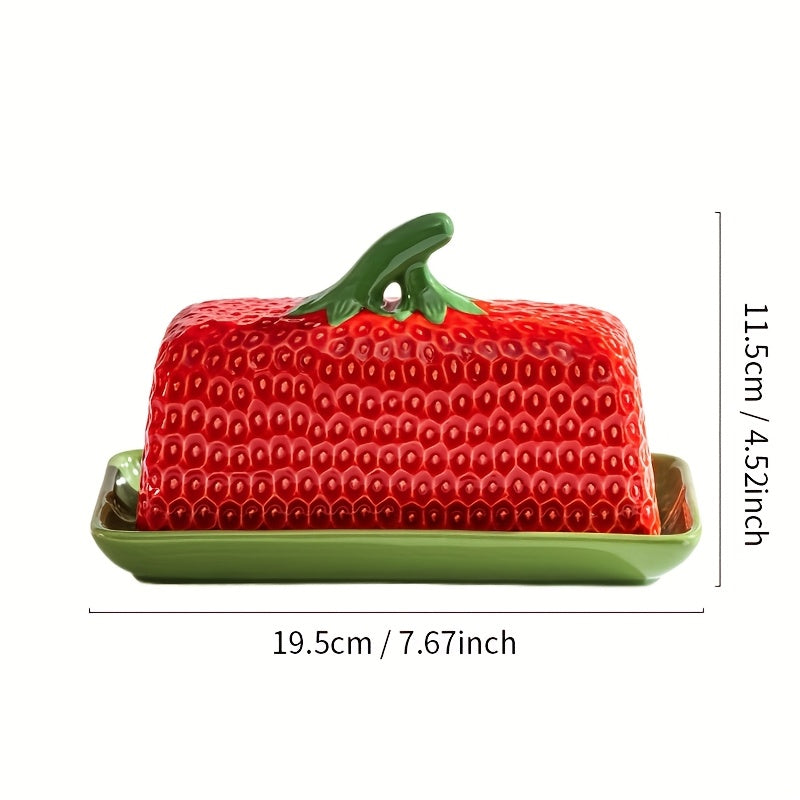 Strawberry Ceramic Butter Dish with Lid