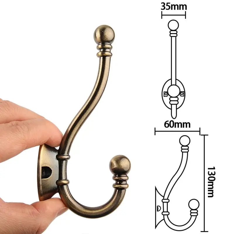 Wall-Mounted Brass Coat Hook in Various Colors