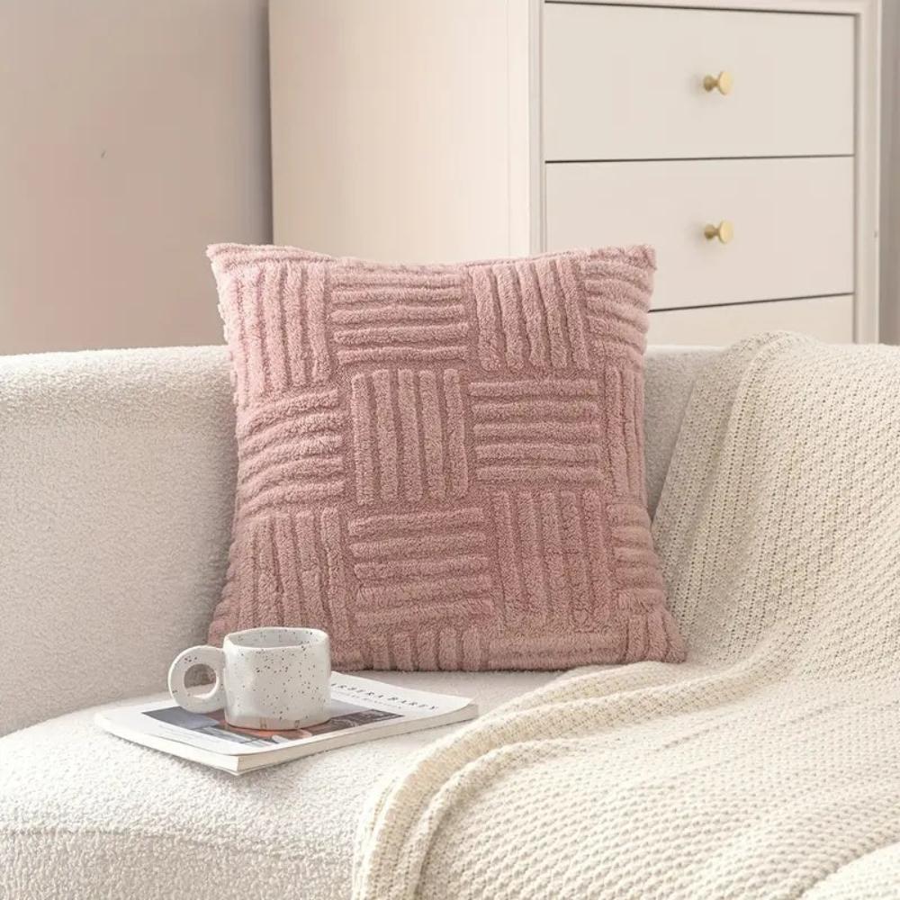 Plush Faux Fur Striped Cushion Cover