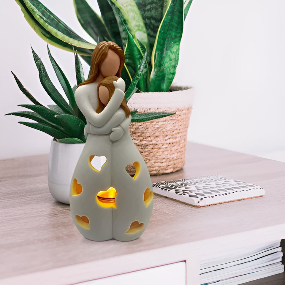 Mother Daughter Candle Holder - Embrace Glow Decorative Accent