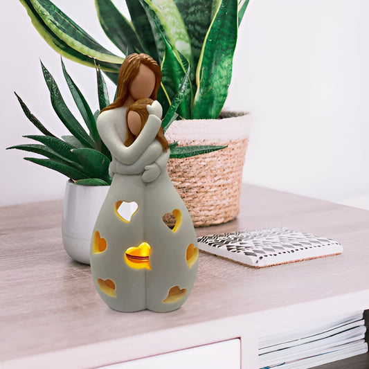 Mother Daughter Candle Holder - Embrace Glow Decorative Accent