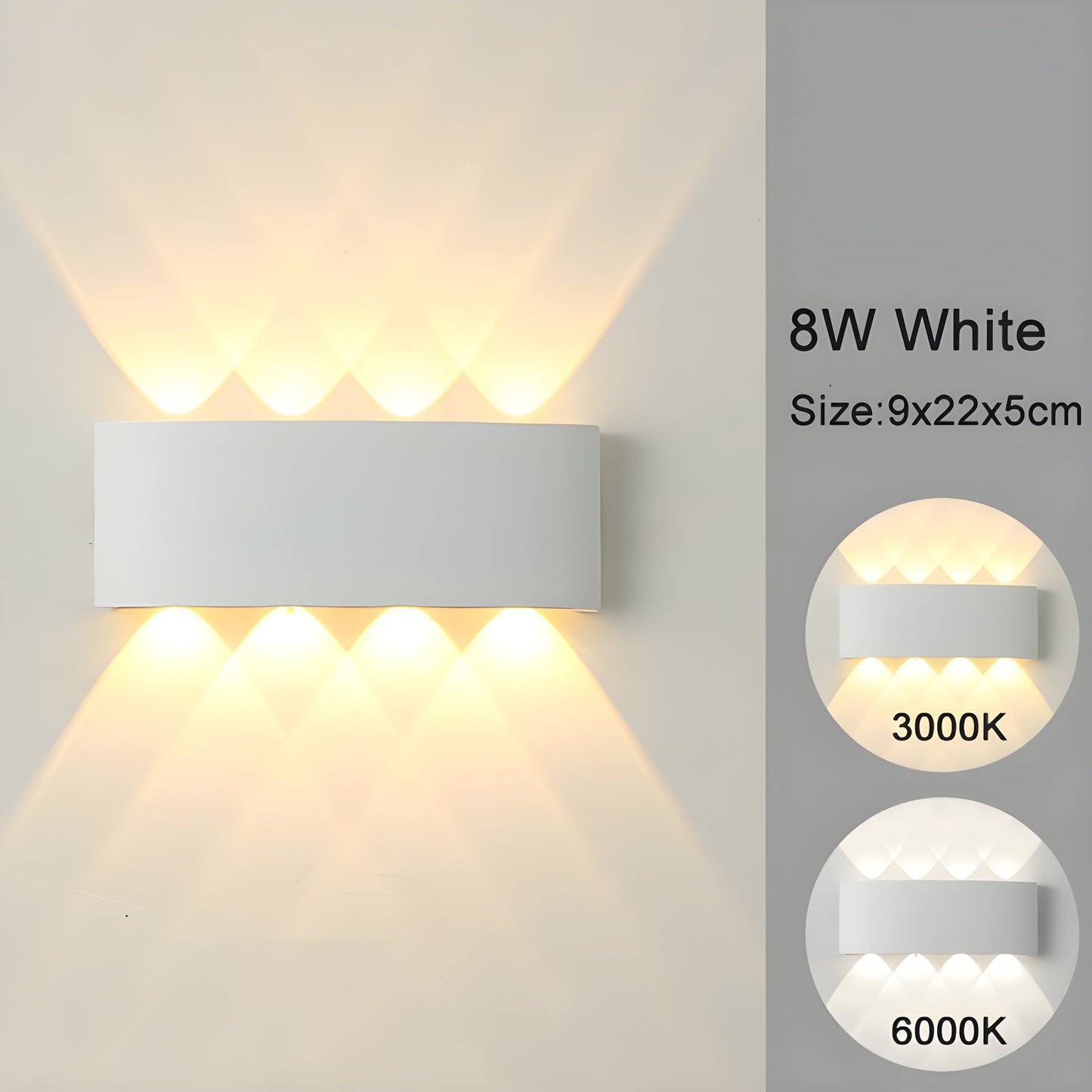 LED Wall-Mounted Up/Down Lights for Indoor and Outdoor Use
