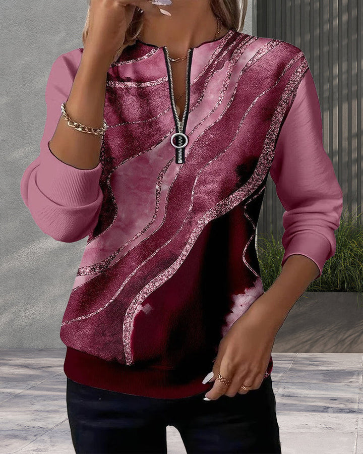 Amelie | Half-Zip Sweatshirt with Vintage Print