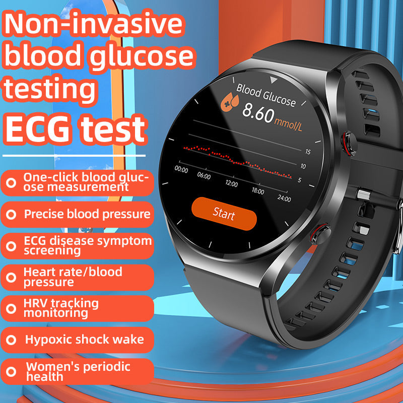 Smart Health Watch with Blood Glucose, Blood Pressure, ECG, and Heart Rate Monitor