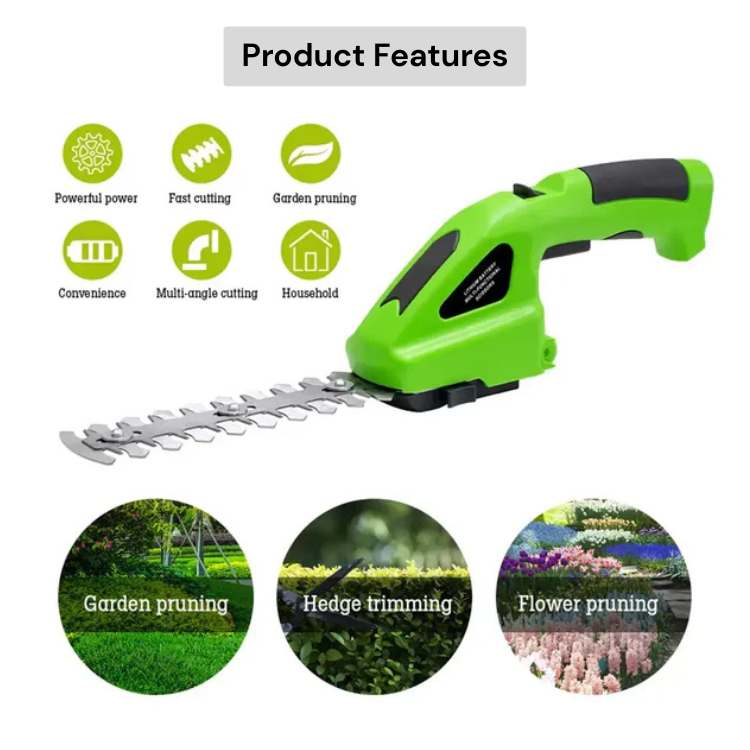 Cordless 2-in-1 Garden Trimmer with Dual Blades
