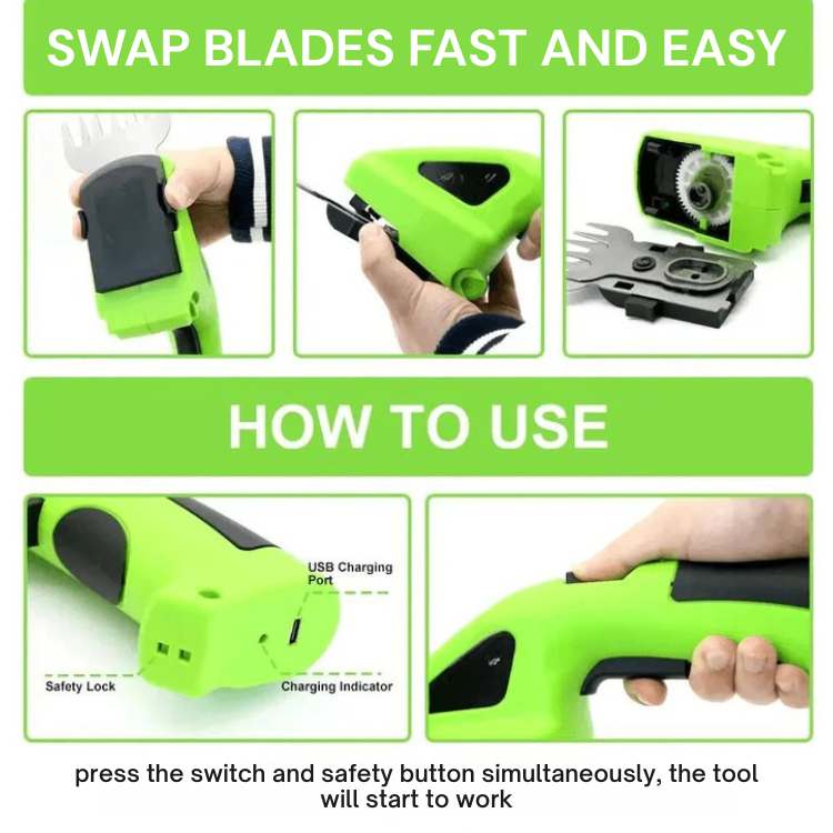 Cordless 2-in-1 Garden Trimmer with Dual Blades