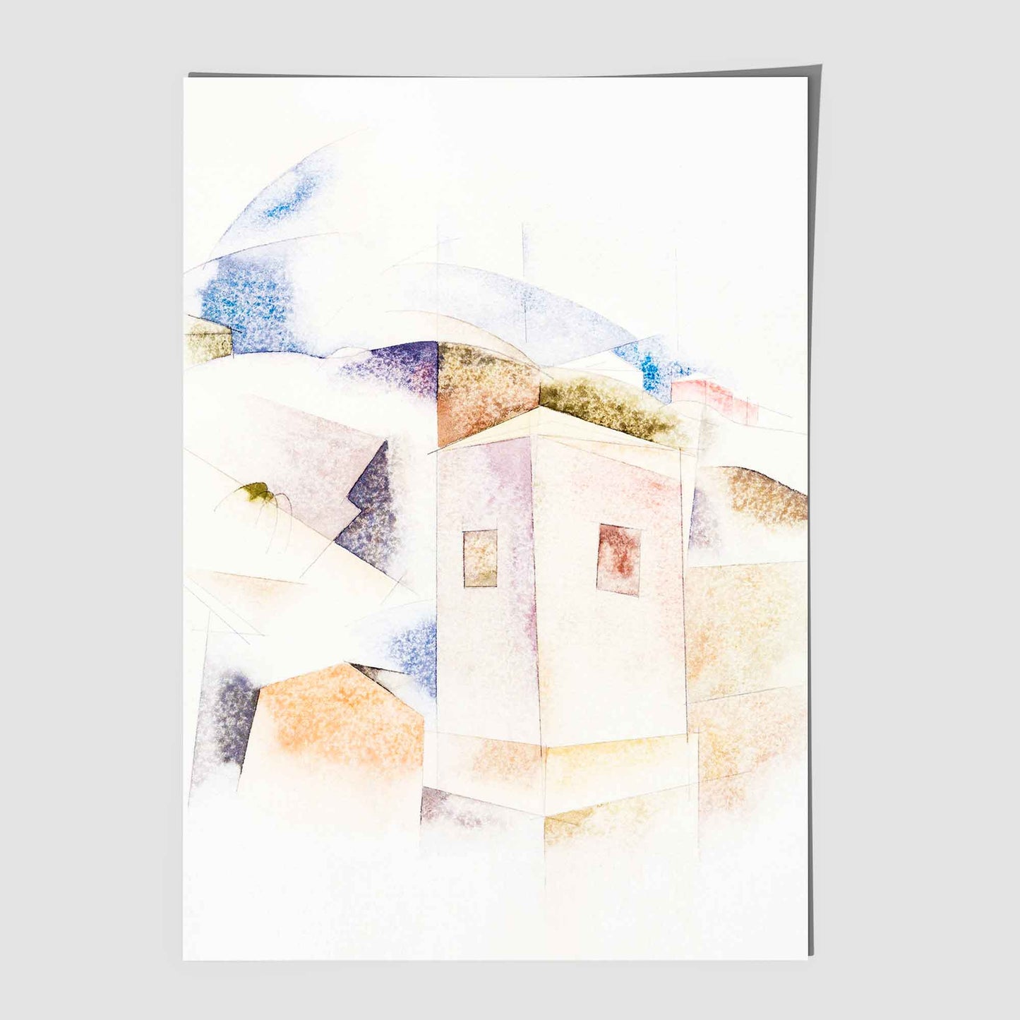 Digitally Edited Art Print - Bermuda Houses Through Trees