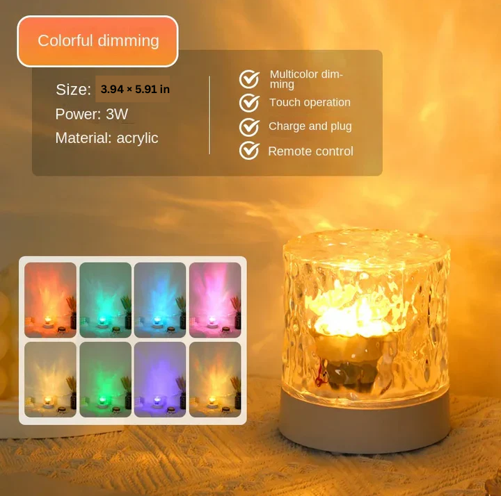 Crystal Ripple LED Projector Night Light