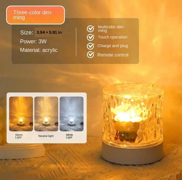 Crystal Ripple LED Projector Night Light