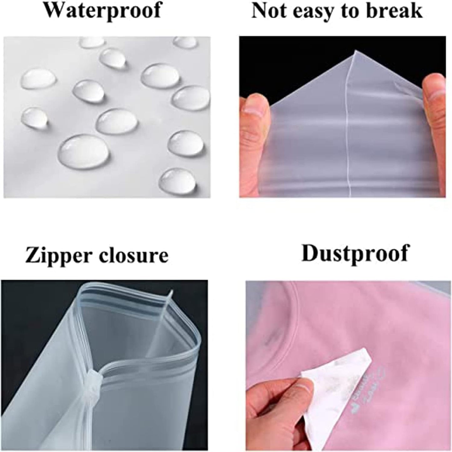 Multi-Purpose Frosted Zip Storage Bags - 20 Reusable Garment Sleeves, Buy 2 Get 1 Free
