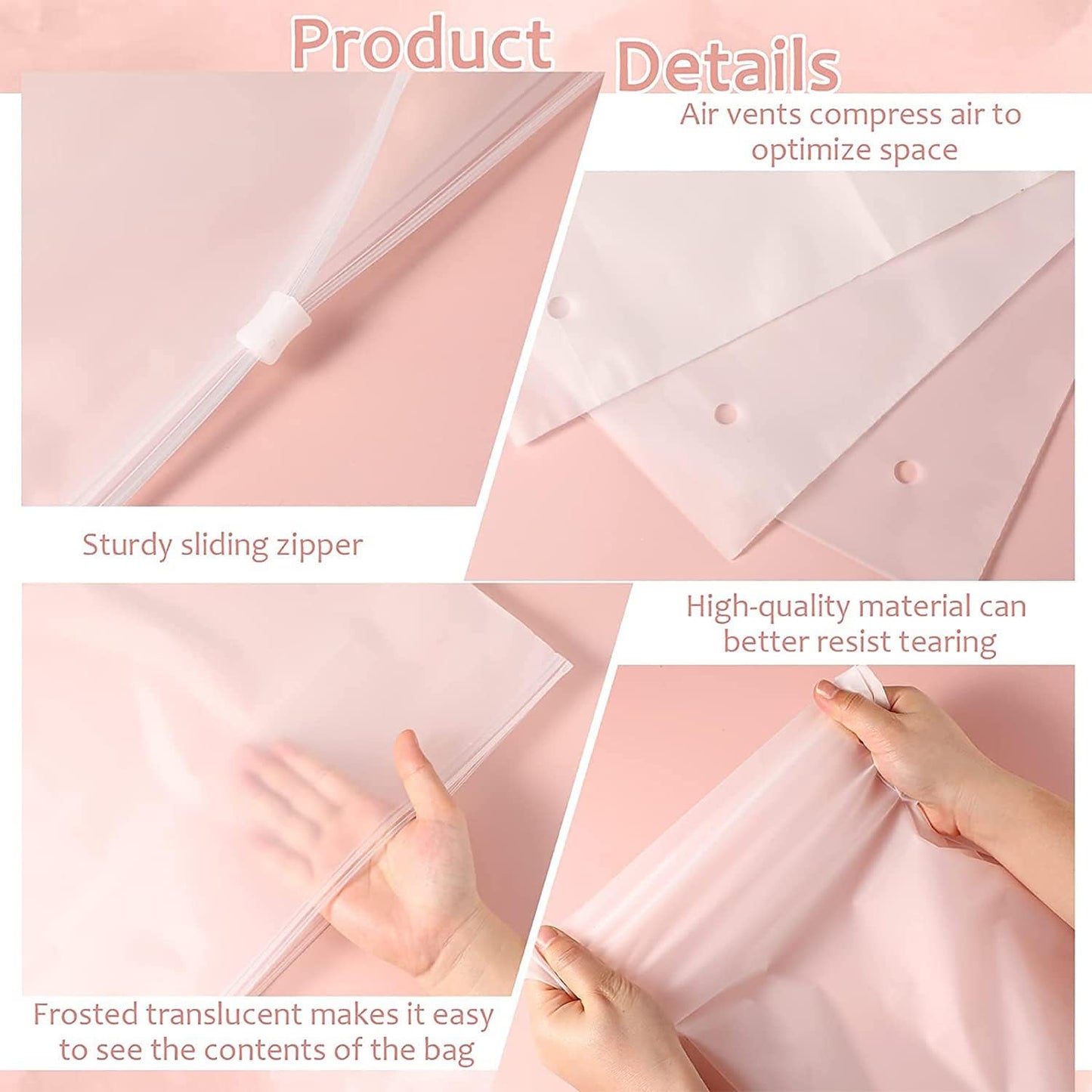 Multi-Purpose Frosted Zip Storage Bags - 20 Reusable Garment Sleeves, Buy 2 Get 1 Free