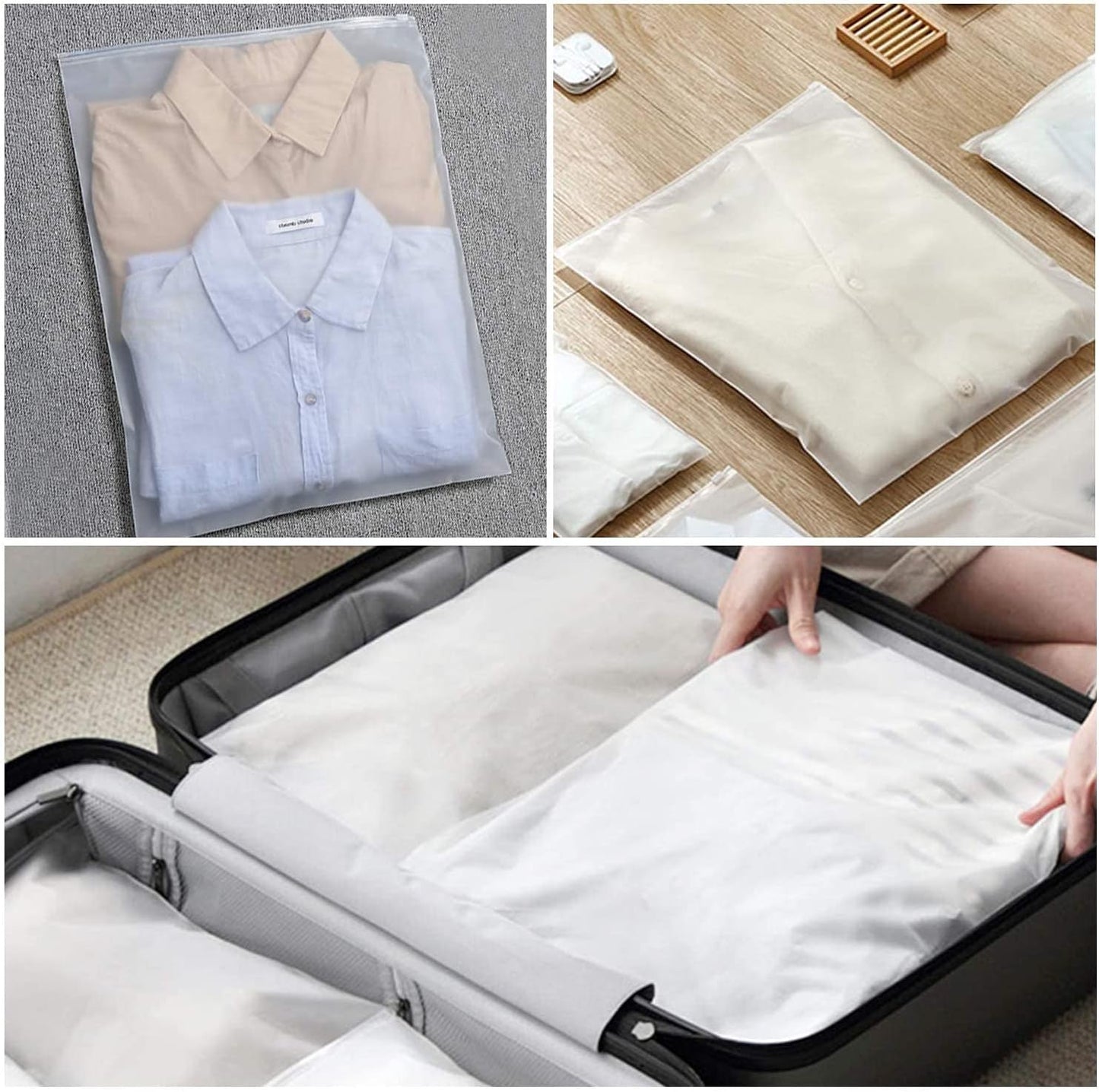 Multi-Purpose Frosted Zip Storage Bags - 20 Reusable Garment Sleeves, Buy 2 Get 1 Free