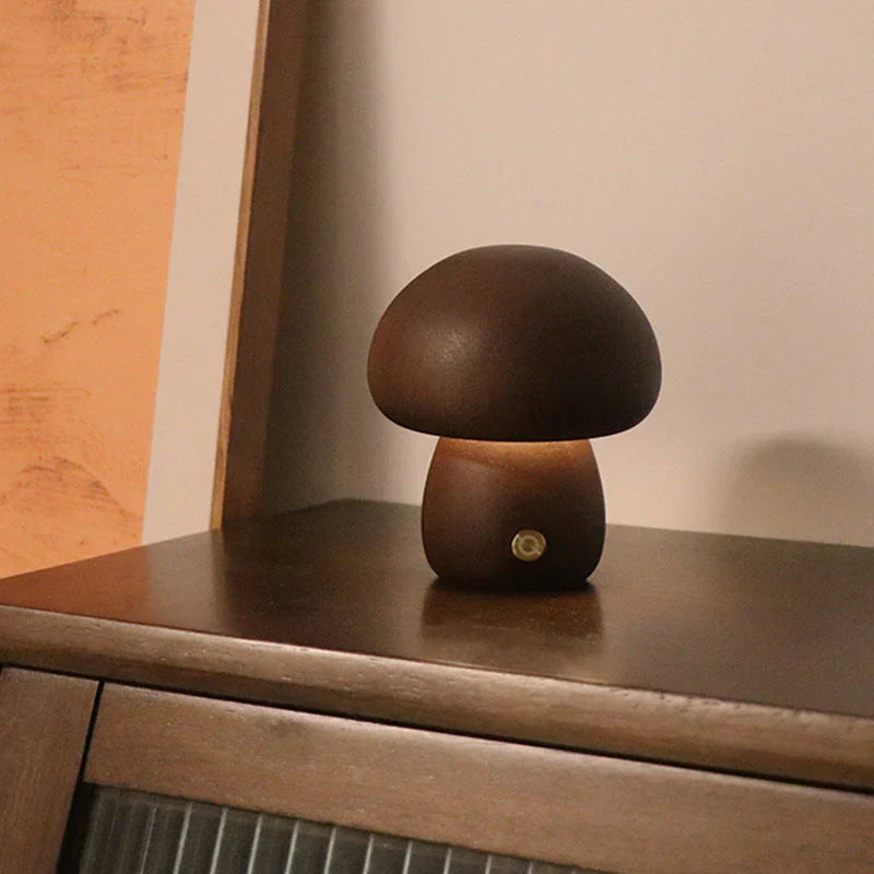 Wooden Mushroom LED Night Light for Kids