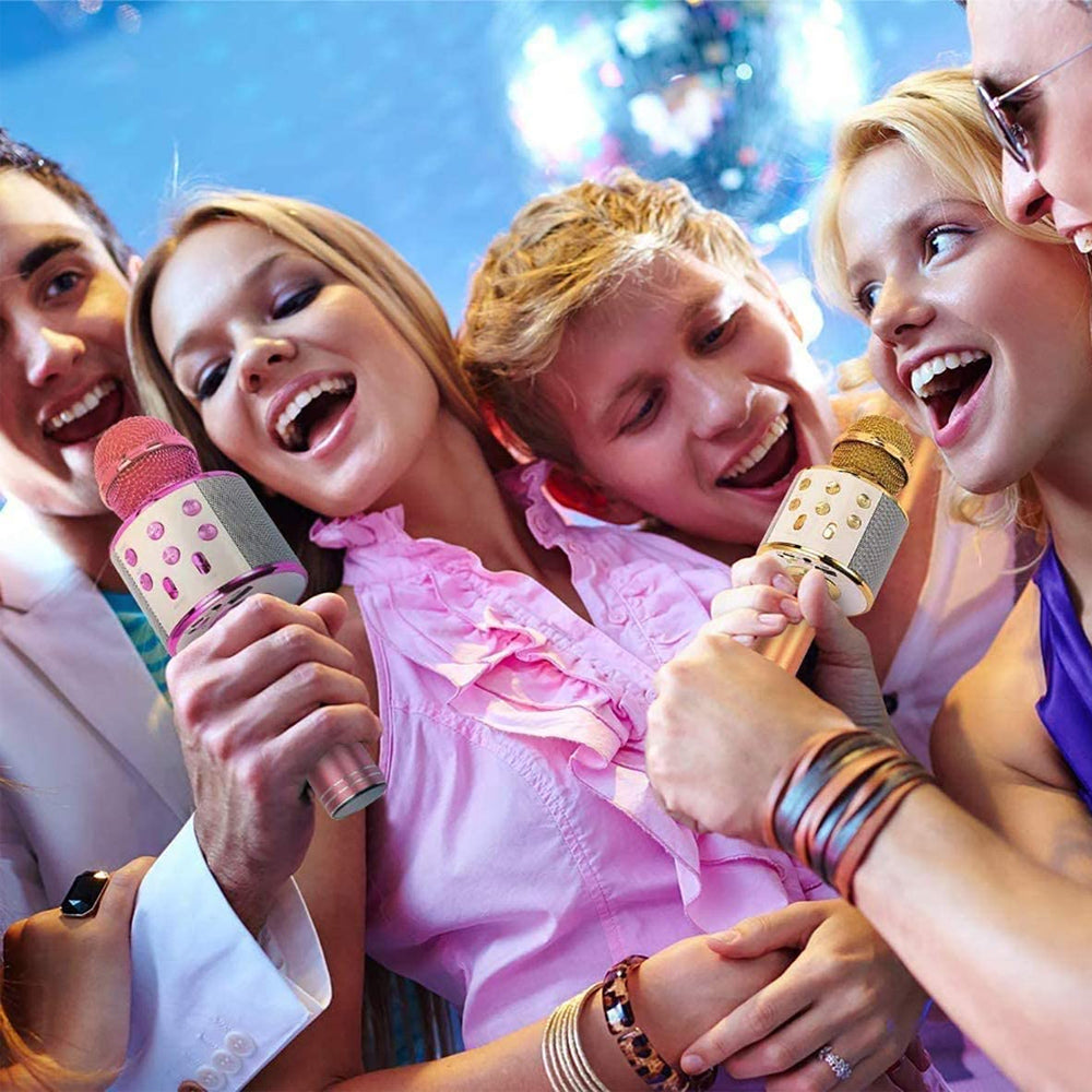 Rechargeable Bluetooth Karaoke Microphone with Built-In Speaker and Noise Cancellation