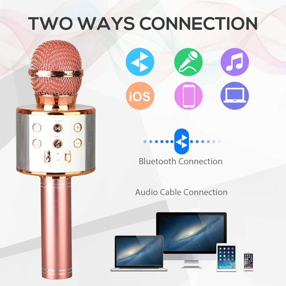 Rechargeable Bluetooth Karaoke Microphone with Built-In Speaker and Noise Cancellation