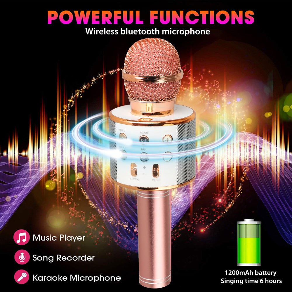 Rechargeable Bluetooth Karaoke Microphone with Built-In Speaker and Noise Cancellation