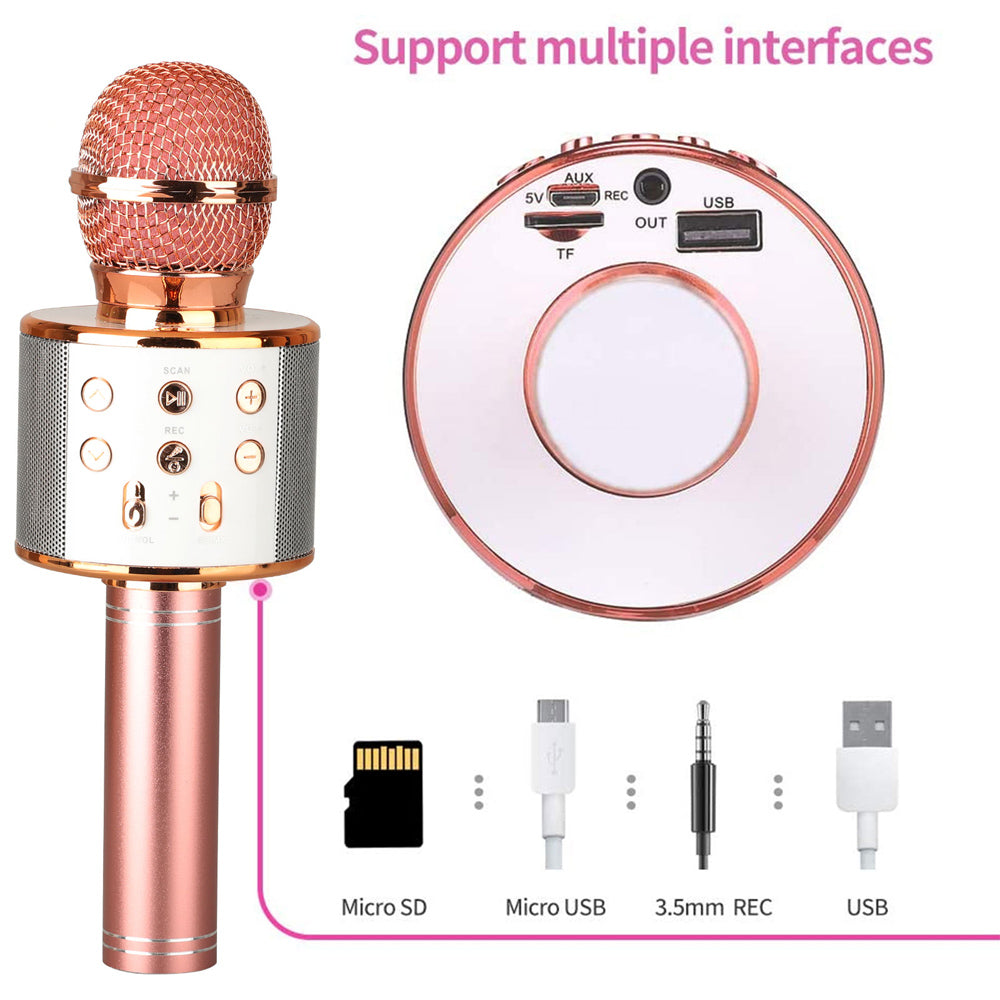 Rechargeable Bluetooth Karaoke Microphone with Built-In Speaker and Noise Cancellation