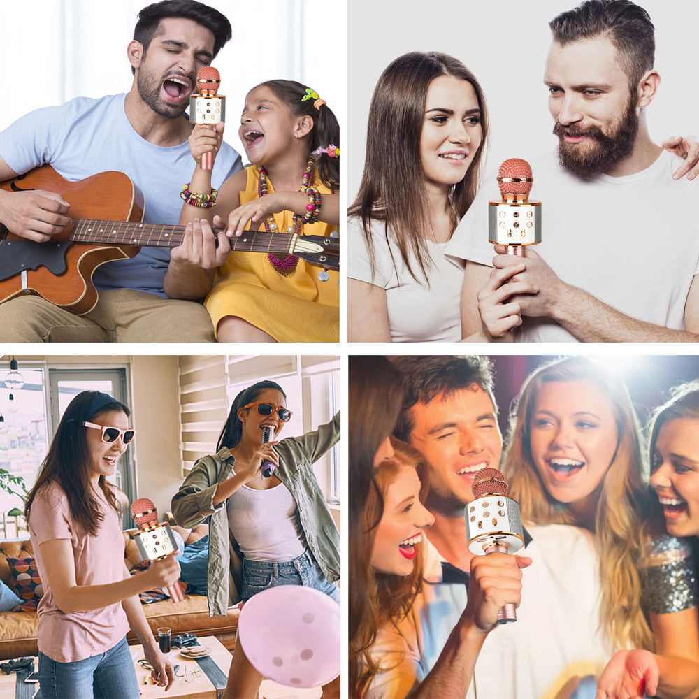 Rechargeable Bluetooth Karaoke Microphone with Built-In Speaker and Noise Cancellation