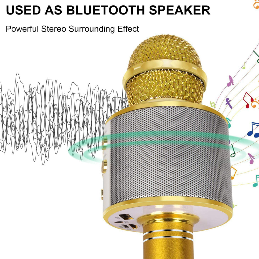 Rechargeable Bluetooth Karaoke Microphone with Built-In Speaker and Noise Cancellation