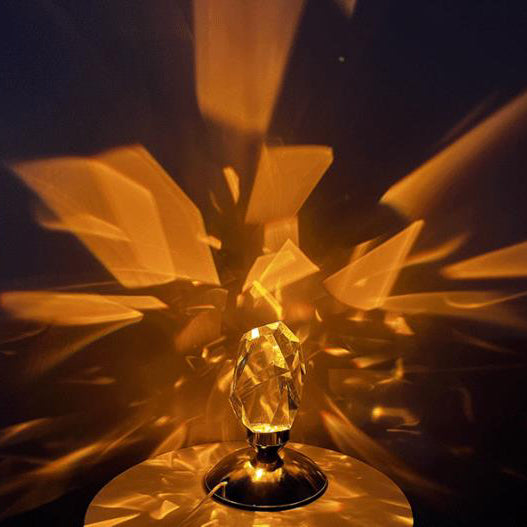 Diamond Crystal LED Table Lamp with Remote - 3 or 16 Color Options, Wireless Rechargeable Night Light