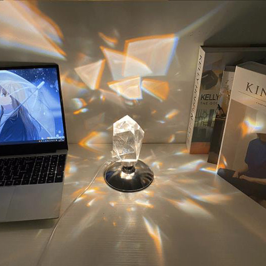 Diamond Crystal LED Table Lamp with Remote - 3 or 16 Color Options, Wireless Rechargeable Night Light