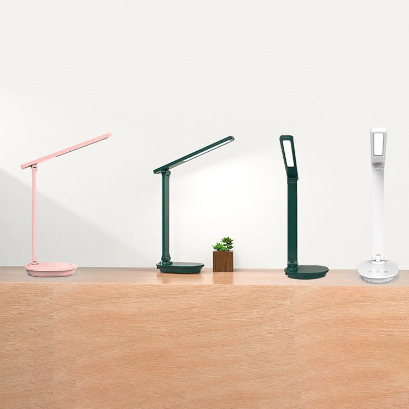 Modern Rechargeable LED Desk Lamp - Double Folding Design in Pink, White, Green