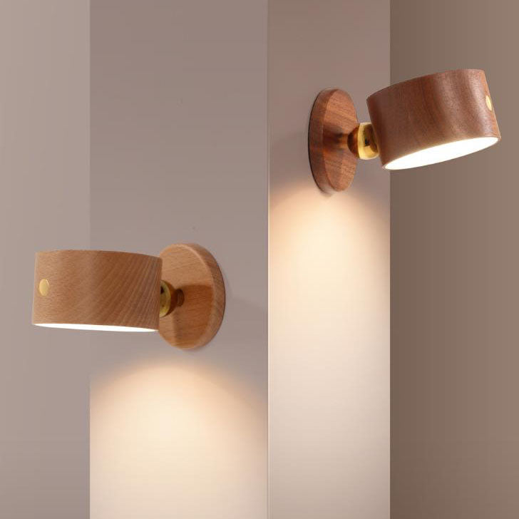 Wood LED Wall Sconce Lamp with Touch Control
