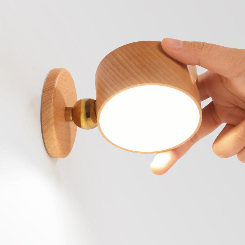 Wood USB Rechargeable Touch Magnet LED Wall Sconce Lamp