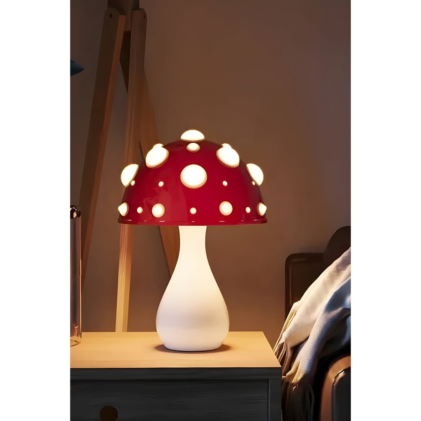 Mushroom Table Lamp with Warm LED Light