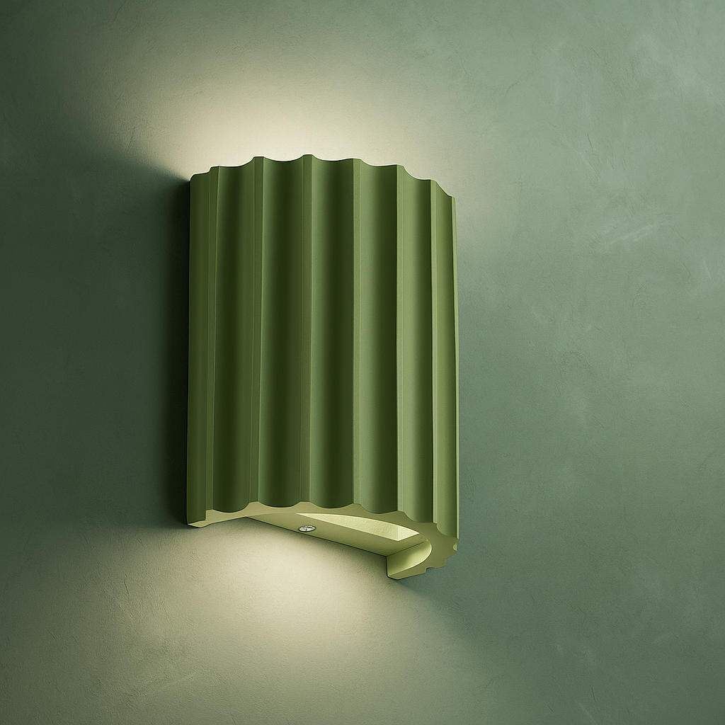 Modern Pleated Resin Wall Light with Soft LED Glow