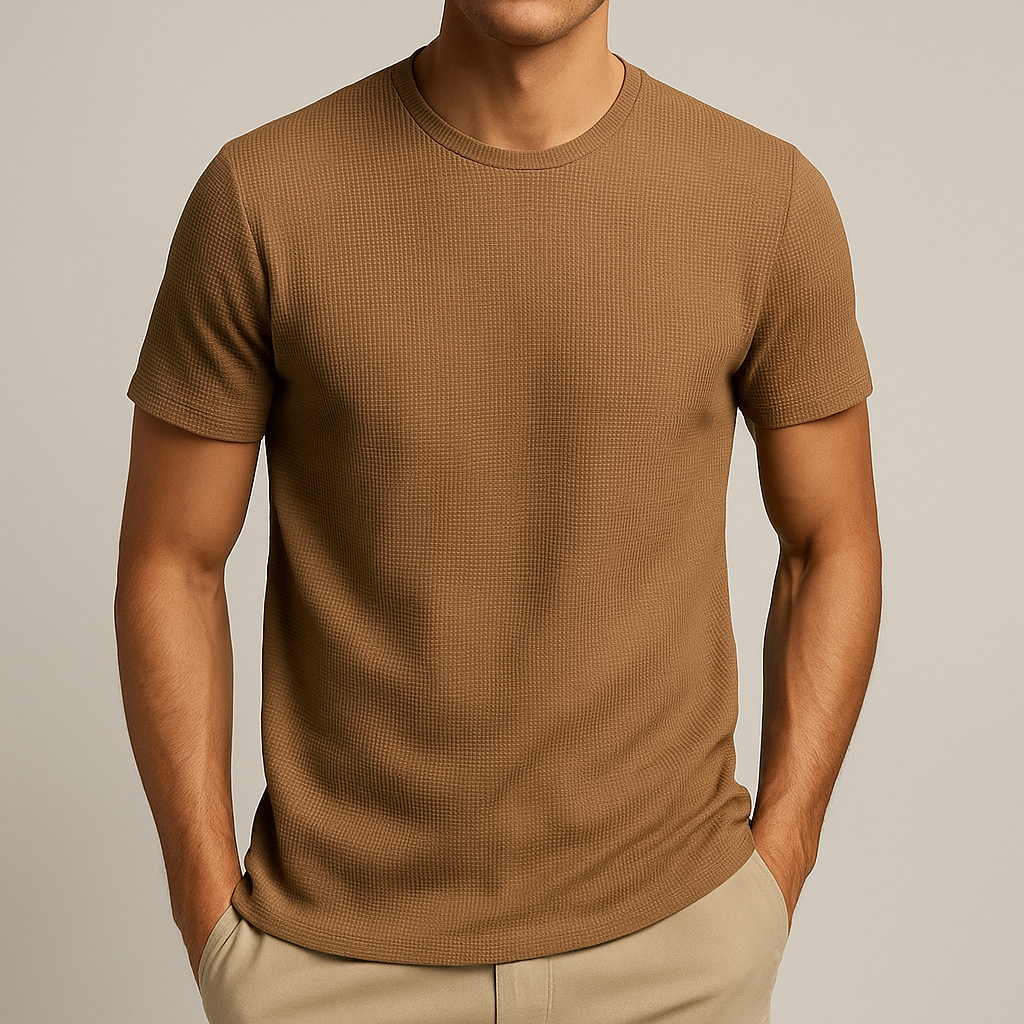Breathable Waffle Texture Loose Fit Men's T-Shirt