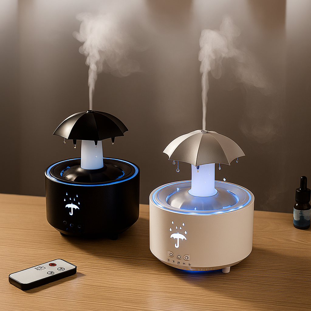 Ultrasonic Aroma Diffuser with Rotating Umbrella Mist and LED Night Light