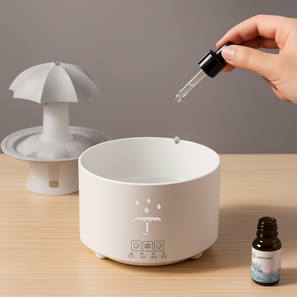 Ultrasonic Aroma Diffuser with Rotating Umbrella Mist and LED Night Light