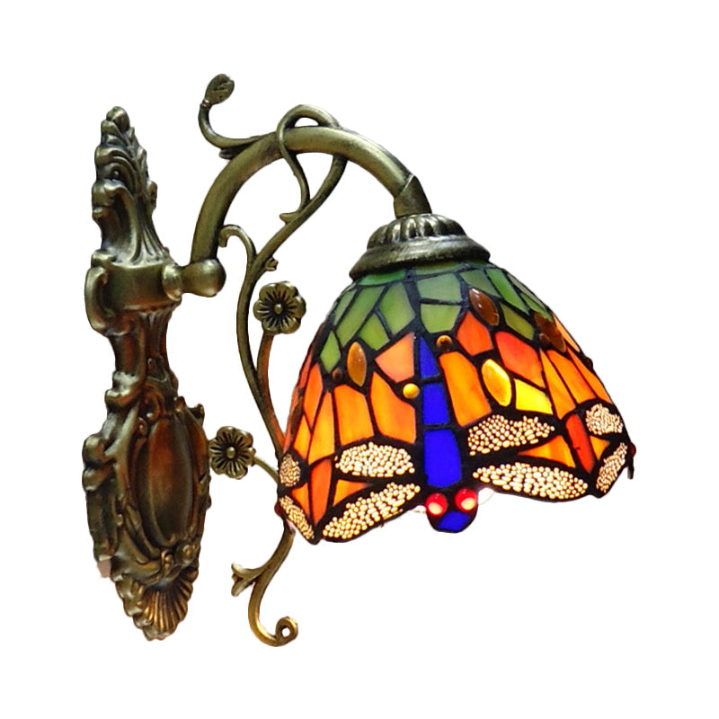 Tiffany Style Glass Dragonfly Wall Lamp 1 Light