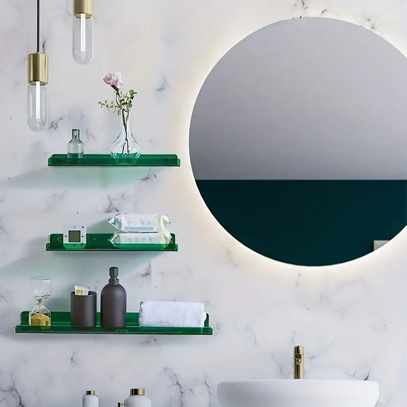 Industrial Blue Floating Wall Shelf with Easy Installation