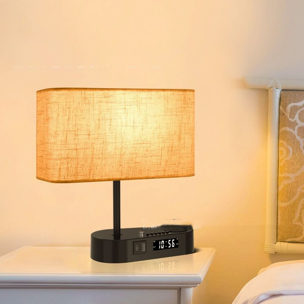 Alarm Clock with Charging Port and Table Lamp