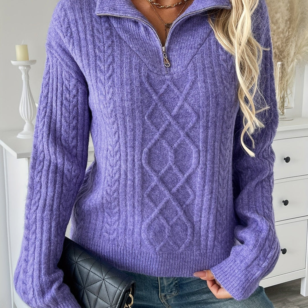 Elin | Ladies' zip-up cable knit Sweater