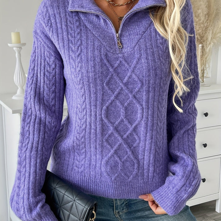Elin | Ladies' zip-up cable knit Sweater